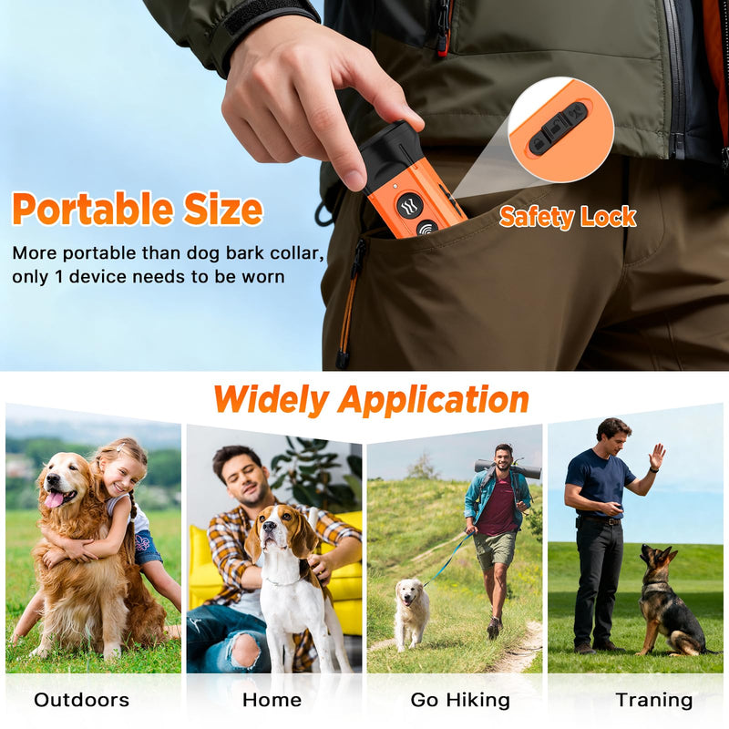Dog Bark Deterrent Device,3X Anti Barking Device,6 Training Modes&4 Using Scenarios Dog Whistle to Stop Barking,50FT Range Ultrasonic Dog Repeller,Indoors&Outdoors Dog Barking Silencer orange