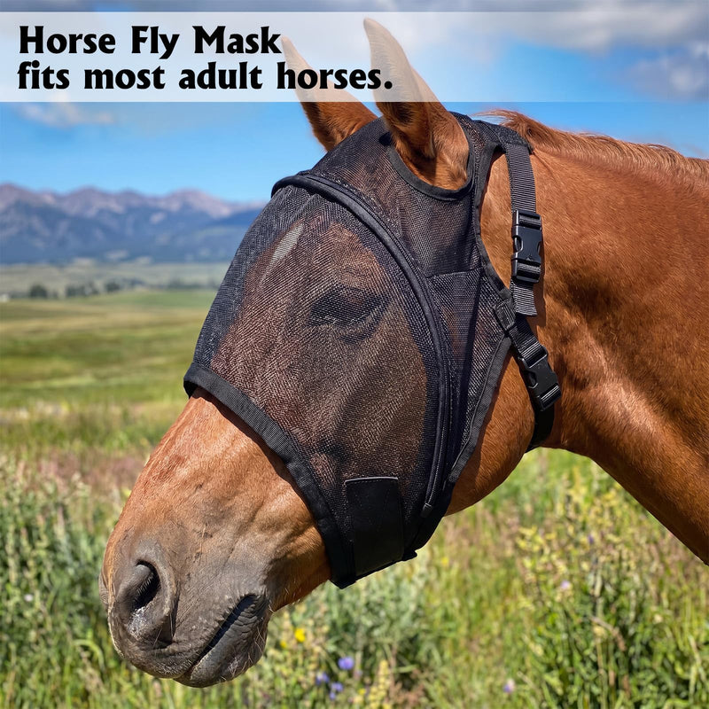 Horse Fly Mask for Adult Horse UV Eye Protection to 99% for Horses with Uveitis, Photosensitivity, Ulcer, Head Shaking