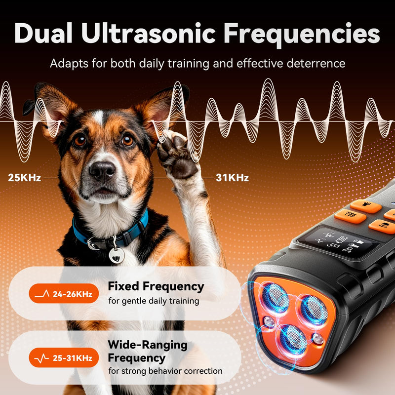 Dog Bark Deterrent Devices?Upgraded Smart Display?,3X Ultrasonic Pet Gentle Anti Barking Device for Dogs,Stop Neighbors Dogs from Barking,Indoor Outdoor Bark Control for Dog Training