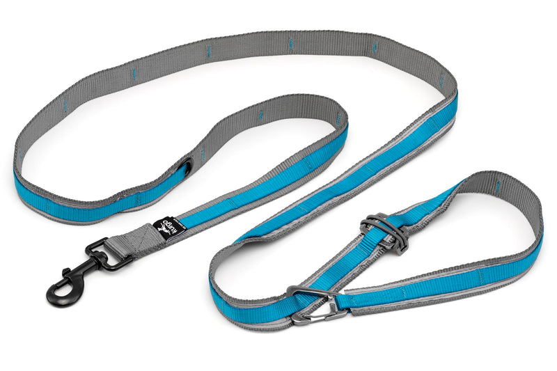 Kurgo 6 in 1 Quantum Leash, Hands Free Leash for Dogs, Running Belt Lead, Crossbody & Waist Belt Style, Reflective, Carabiner Clip, for Training, Hiking, or Jogging, 4 colors Blue