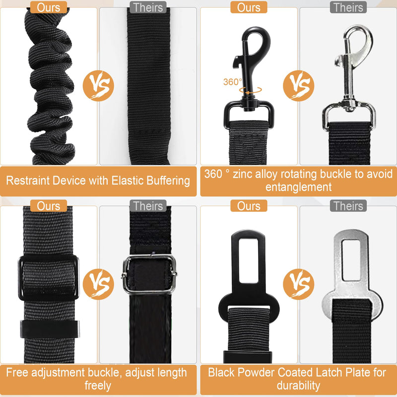 LivTee Dog Seat Belt for Car, Retractable Pet Safety Harness, Adjustable Nylon Dog Seatbelt Leash, Comfortable Dog Accessories for Vehicles (Black-2PCS) Black-2PCS - PawsPlanet Australia