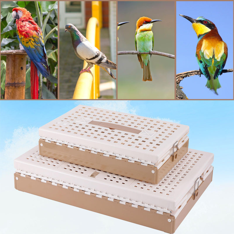 Plastic Foldable Pigeon Cage with Handle, Portable Bird Travel Carrier Cage Pigeon Cage Pairing Cage Pigeon Nest Box Easy to Clean for Training and Release Competition(S)(Two Doors) S - PawsPlanet Australia