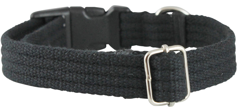 Cotton Web Adjustable Dog Collar with Locking Device 4 Sizes Black (Small: Neck 11.5"-15.5"; Width 1/2") Small: Neck 11.5"-15.5"; Width 1/2" - PawsPlanet Australia