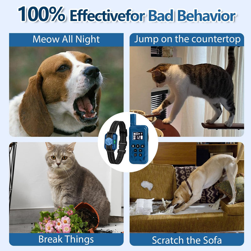 Small Shock Collar for 2 Dogs, Ultra-Light & Thin Shock Collar for Small Dogs 5-15lbs, Beep, Vibration and Shock with Safety Lock, IPX7 Waterproof, Blue and Green Blue and Grey - PawsPlanet Australia
