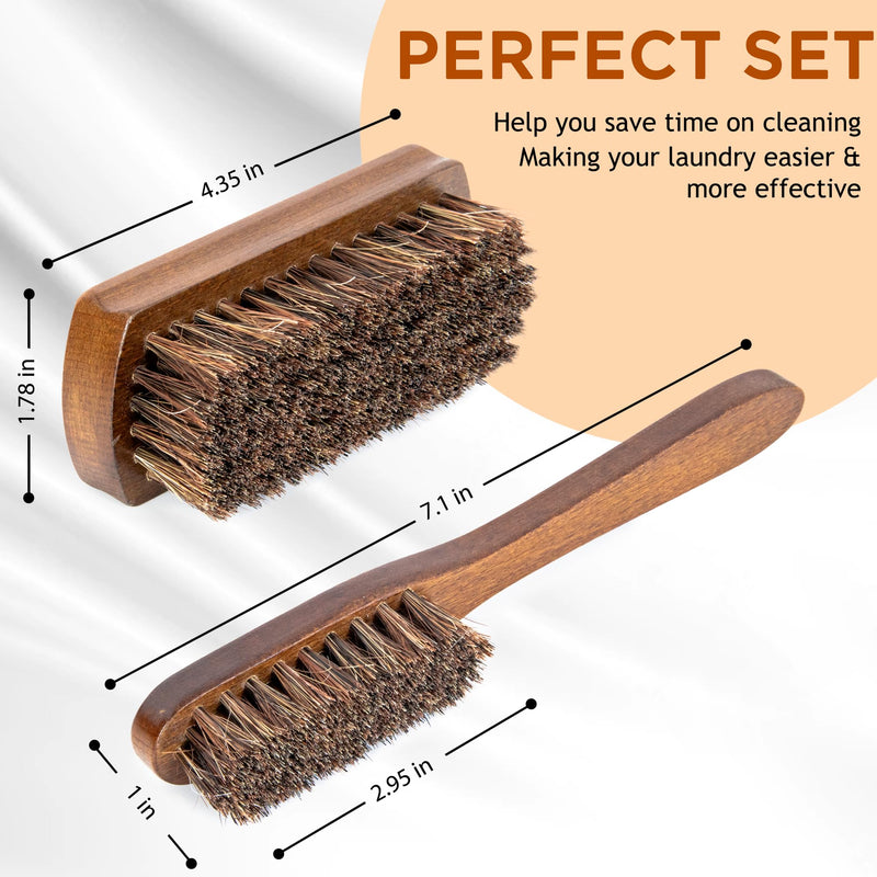 Horsehair Laundry Stain Brushes Set 2pcs by TAKAVU, Natural Soft Bristle for Scrubbing Out Tough Stains on Delicate Fabrics Knits Cotton Leather Washable Fabrics Horse Hair Bristle - 2pcs - PawsPlanet Australia