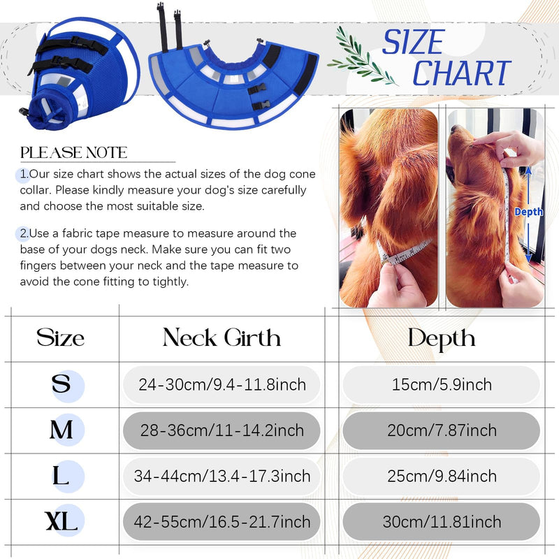 Dora Bridal Dog Cone Collar for Small Dogs After Surgery, Soft Comfy Recovery Pet Cone Alternative, Adjustable Elizabethan Collar for Dogs to Stop Licking, Blue, S RoyalBlue