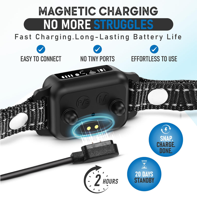 Bark Collar for Small Dogs 5-15 lbs with Magnetic Charging – No Shock, 3 Beep & Vibration Modes, 5 Sensitivity Levels – Humane Stop Anti-Barking Device – Dog Training Bark Collar (Black/Red Heart) Black/Red Heart - PawsPlanet Australia