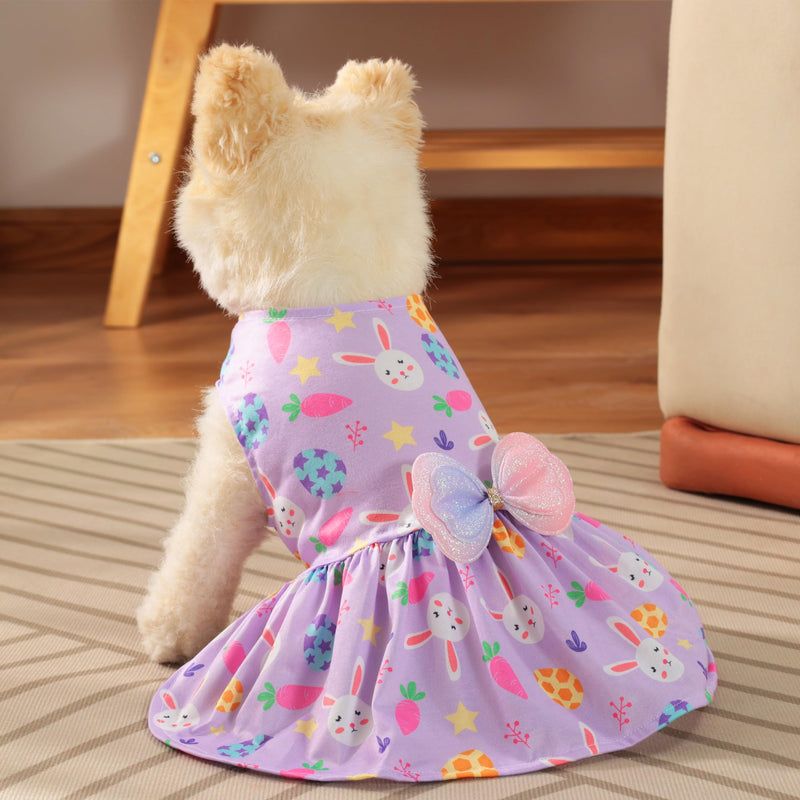 Easter Day Dog Cat Dress, Holiday Bunny Easter Eggs Carrots Dress Outfits Skirt for Small Boys and Girls Puppies Pets Doggie Easter Day Medium - PawsPlanet Australia