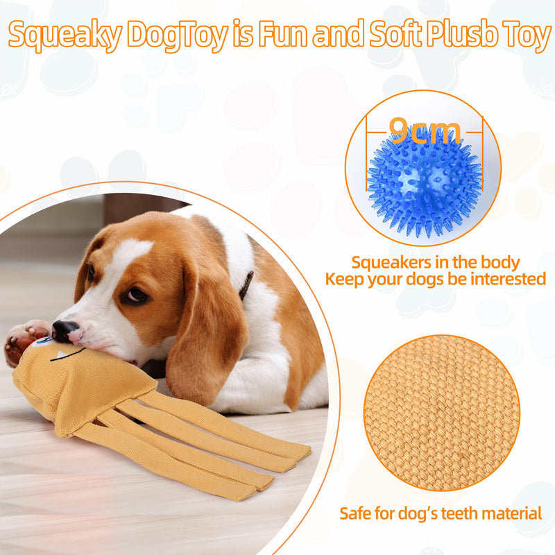 Interactive Dog Tug Toy,Indestructible Dog Toys for Aggressive Chewers,Tough Squeaky Ball Toy Rope Toy for Training,Tug of War Dog Toy for Medium and Large Dogs - PawsPlanet Australia