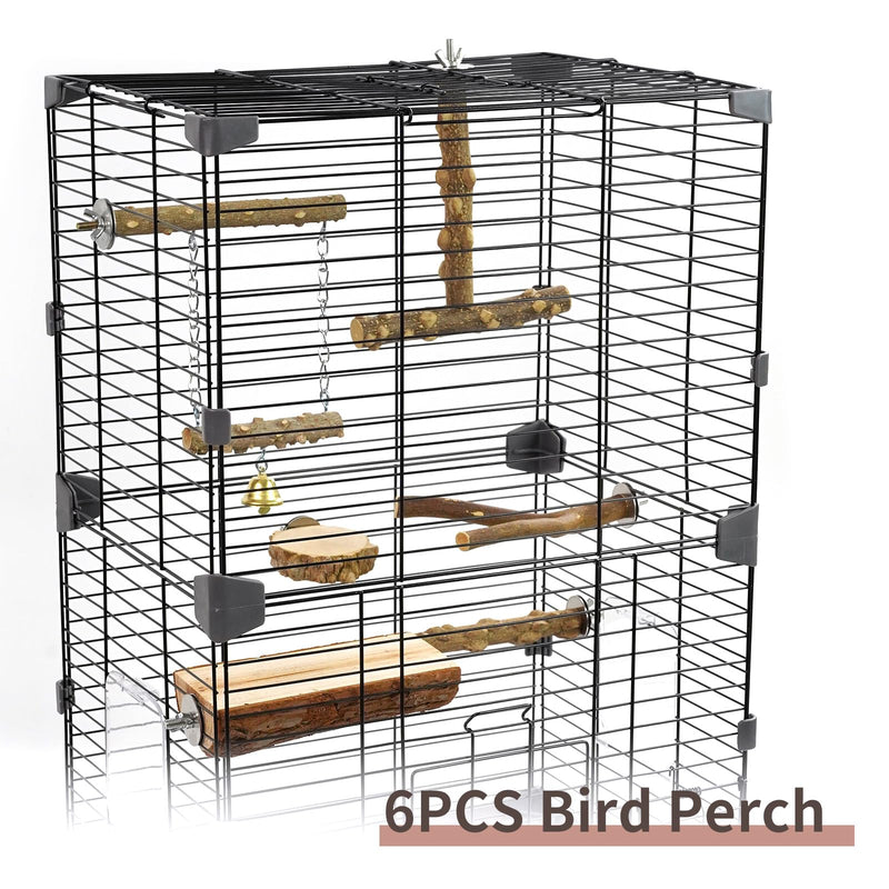 Bird Perches, 6pcs Natural Wood Birds Stand Branch, Bird Perch Chewing Stick Cage Accessories Parrot Climbing Standing Branches Paw Grinding Fork Sets for Parakeet Lovebirds Cockatiels Pattern-3 - PawsPlanet Australia