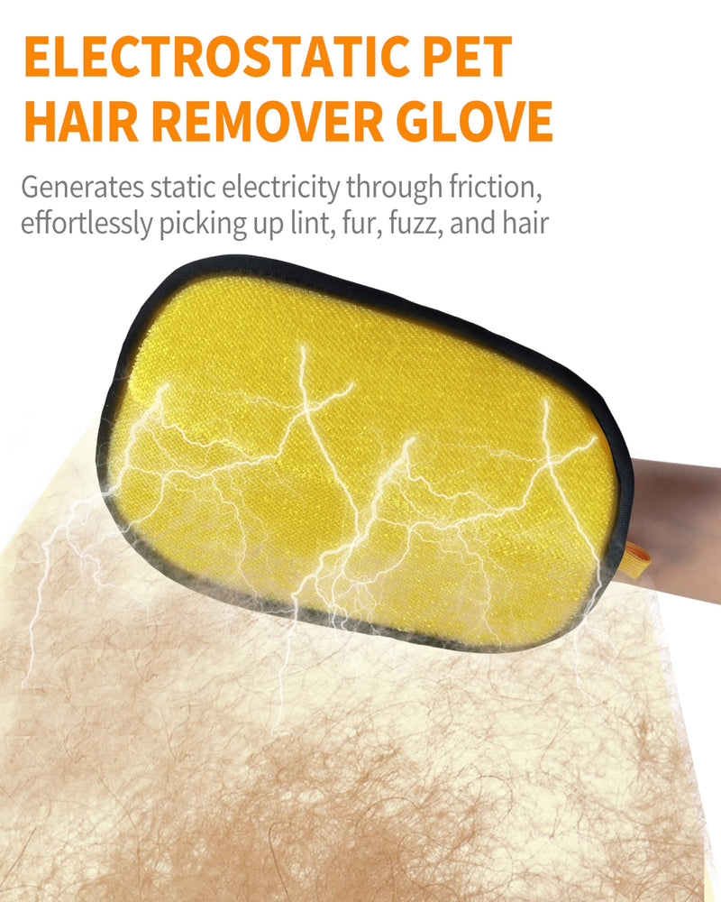2-Pack Pet Hair Removal Gloves for Cats & Dogs, Upgraded Five-Finger Electrostatic Pet Hair Gloves, Reusable Pet Hair Remover Tool for Couch, Furniture, Clothing, Carpet, Car Seat Black-Type A - PawsPlanet Australia