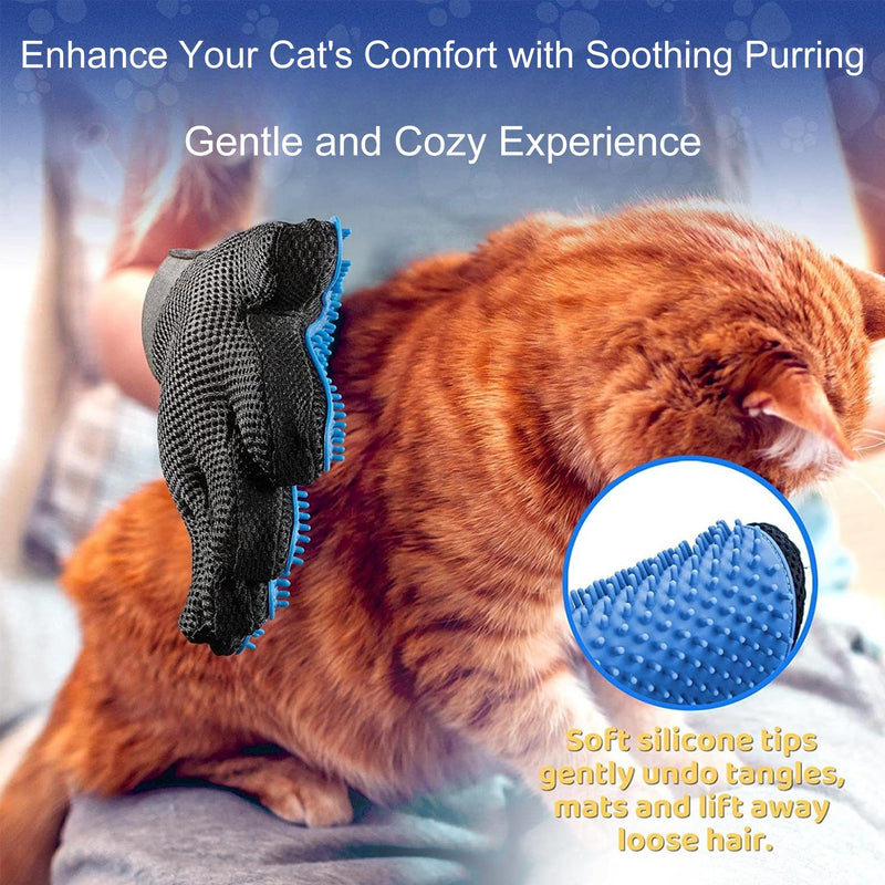 Pet Hair Remover Glove - Deshedding Tool for Dogs & Cats - Gentle Grooming Mitt with Five Finger Design - Long & Short Fur - Single Pack (Right Hand) - Blue