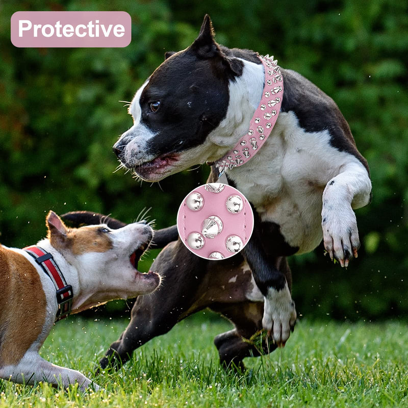 Dog Collars for Medium Dogs with Leash, Epesiri Spiked Dog Collar for Large Dogs, Girl Pink Dog Collar, Studded Rivet Pit Bull Leather Dog Collar Durable Cat Collar for Small Medium Large Pet Gift M=11.8"-12.6" - PawsPlanet Australia