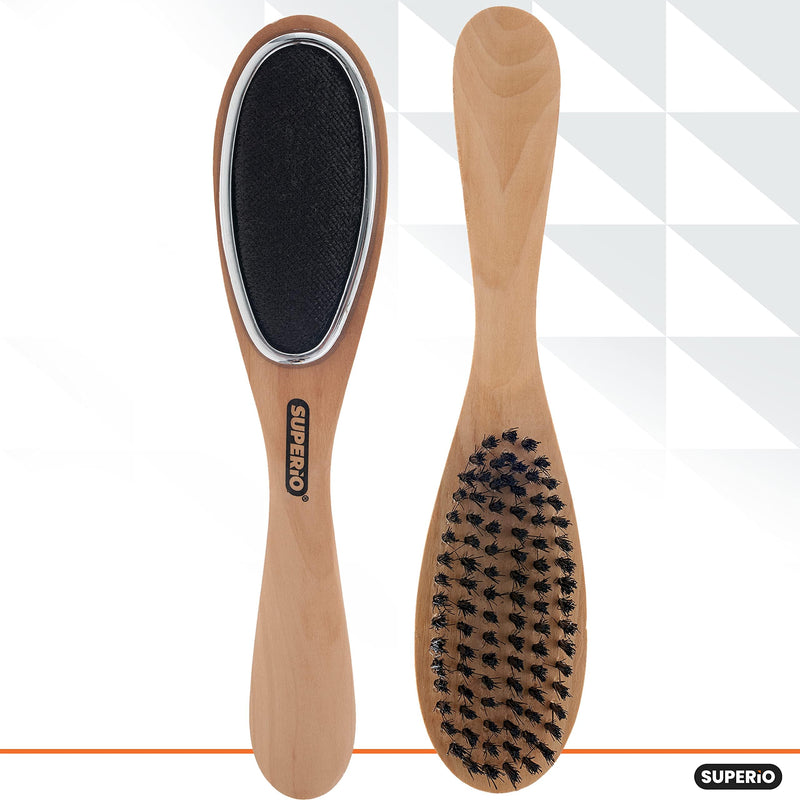 Superio Clothes Brush Garment Brush Pet Hair Remover 3 in 1 Lint Brush, Clothing Brush, and Shoe Horn for Suit, Wool Coat, Sweaters, Shoes, Double Sided Portable Depiller with Wood Handle (3) -Superio 3 Pack - PawsPlanet Australia