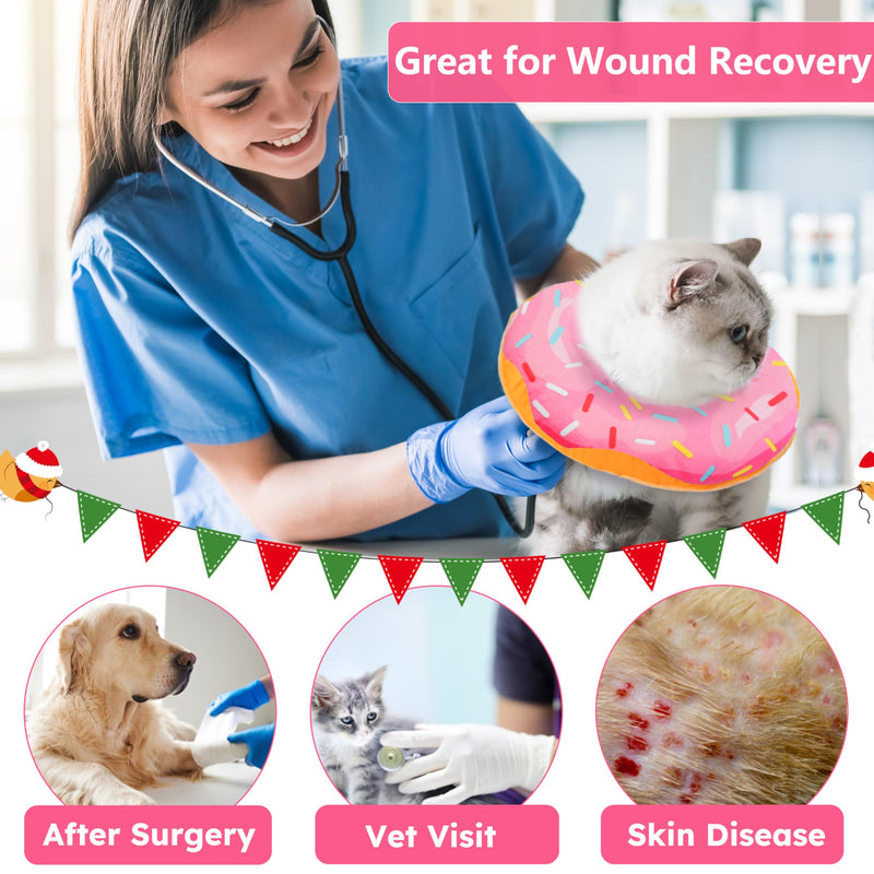 Hpetppy Cat Cone Collar Soft, Cat Recovery Collar for Wound Healing Cute Donut Adjustable Kitten Cones to Stop Licking Comfortable Lightweight Neck Elizabethan Collars for Kittens After Surgery Small Donut Pink