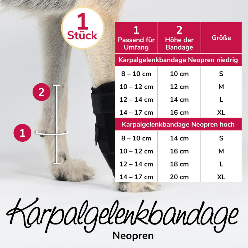 Carpal Joint Bandage Neoprene Low Size L for Dogs and Cats with Splints for Stabilizing Instability, Penetration & Immobilization in Osteoarthritis low L