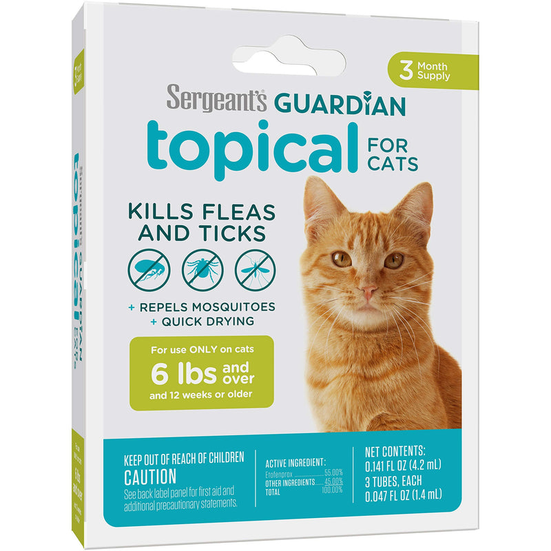 Sergeant's Guardian Flea & Tick Squeeze On Topical Cats 6lbs and Over., 3 Count 3 Count Topical