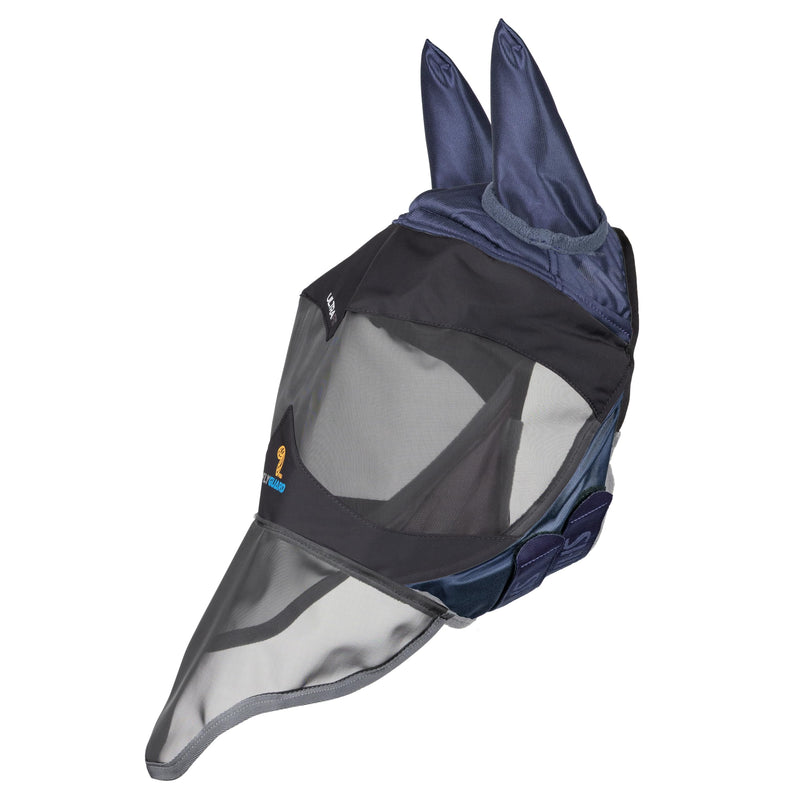 Shires FlyGuard Pro Deluxe Fly Mask with Ears & Nose – Cob Size | Premium Fine Mesh Protection | Lightweight Breathable Fly & Insect Guard | Secure Fit | Navy