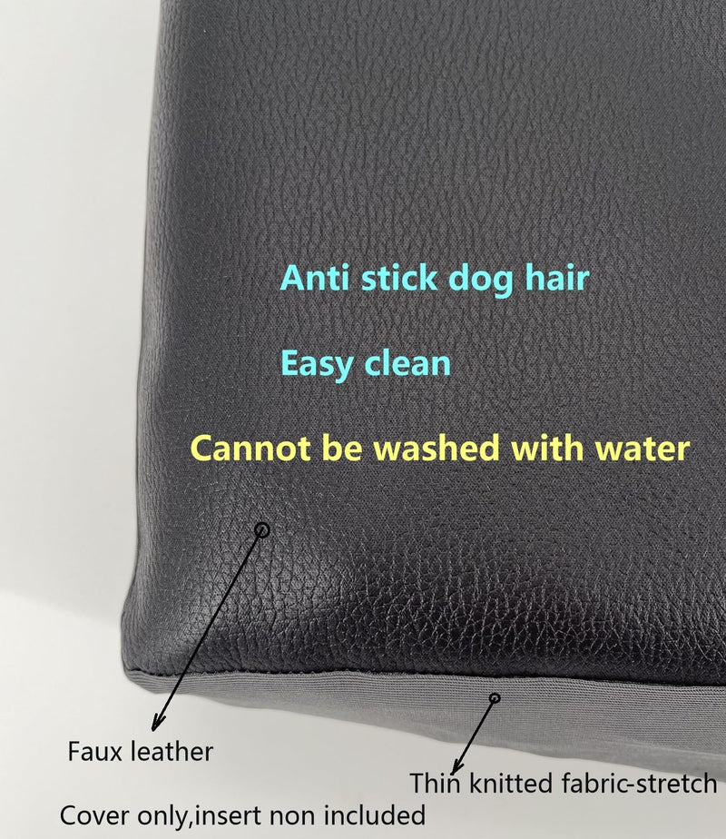 Dog Bed Cover Anti Hair Not Waterproof 44X32 Inch Black 44x32x4 inch Black Faux Leather-not Waterproof - PawsPlanet Australia