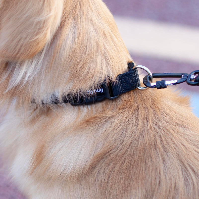 Hyhug Medium Dog Collar, Black:Heavy-Duty Quick-Release Nylon Buckle, Adjustable & Durable, Cute Dog Collar (Medium, Black)