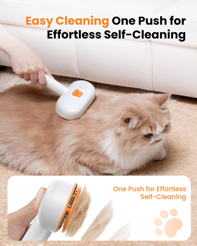 Cat Steam Brush with Waterless Shampoo, 3-in-1 Pet Steam Brush for Dog, Self Cleaning Pet Spray Hair Removal Comb for Long Haired Pets, Cool Mist Only