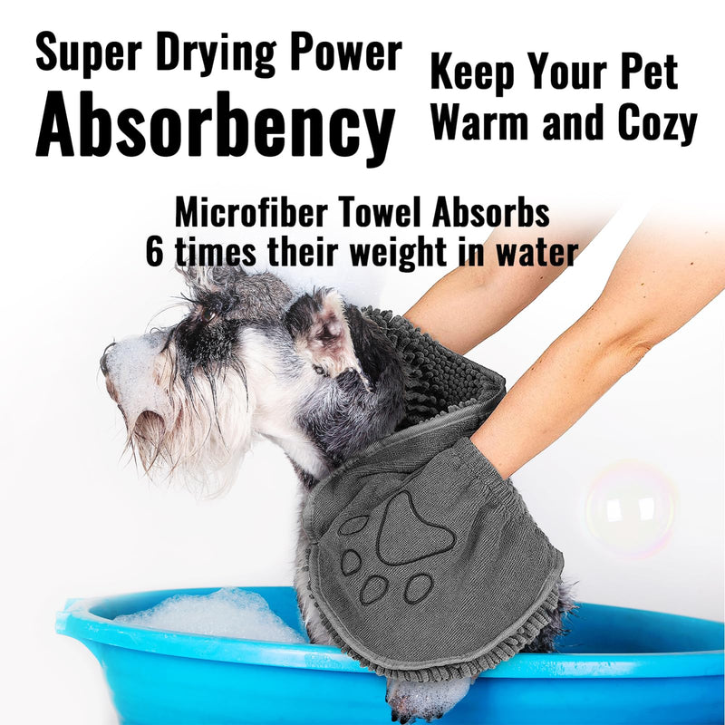 Microfiber Dog Towels for Drying Dogs, Super Absorbent, Soft and Quick Drying Pet Grooming Towel, 31Inch X 13Inch, Perfect Pets' Shower & Bath Supplies for Dog and Cat, Machine Washable, Grey - PawsPlanet Australia