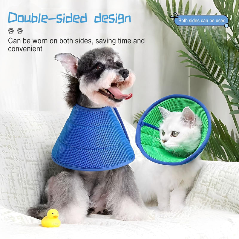 Dog Collar Soft, Breathable Mesh - Dog Collar, Lick Protection Collar Dog, Pet Elizabethan Collar (L, Green & Blue)