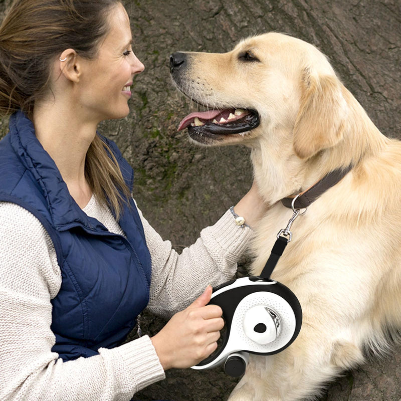 26Ft Retractable Dog Leash - for Dog Up to 110lbs, Tangle Free Walking Leash with Chew Proof Cable | LED Light | Dispenser | Poop Bags, Quick Lock Braking & Non-Slip Handle (White) 26 ft White - PawsPlanet Australia