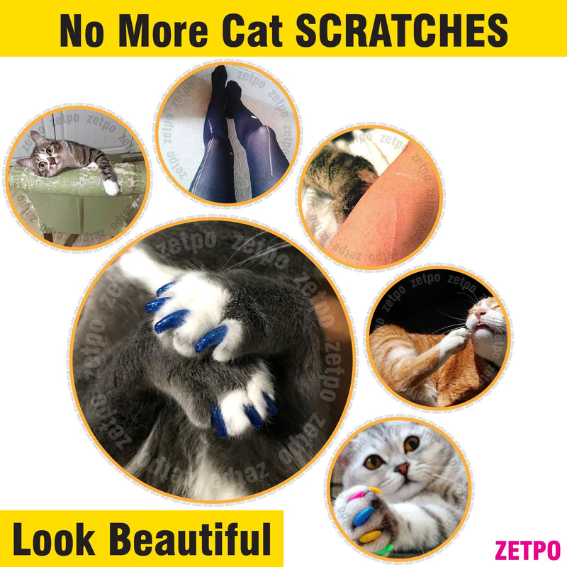 zetpo 12 Colors / 120 pcs Cat Claw Covers | Cats Nail Caps with Adhesives and Applicators (S) S - PawsPlanet Australia