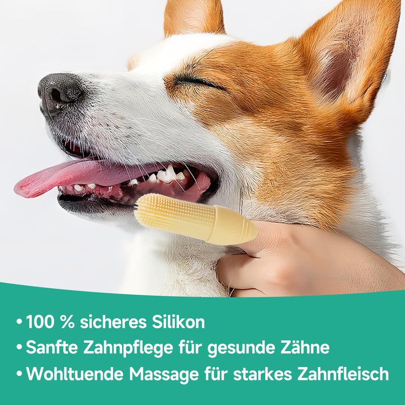 Jubelinn 4x Finger Toothbrush for Dental Care & Oral Hygiene - Soft Silicone Finger Cots Suitable for Small Dogs & Cats - Fresh Breath - Prevents Tartar & Inflammation - Teeth Cleaning