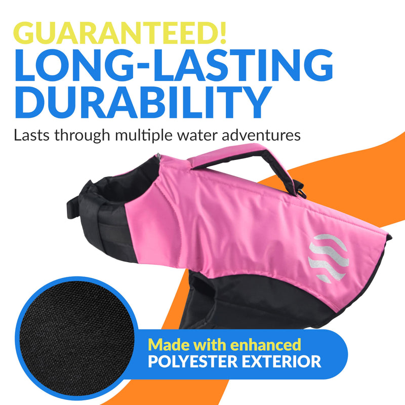 Waterproof Dog Life Jacket with Engineered Support System - High Visibility Dog Life Vest Made from Durable Oxford Fabric - Features Adjustable Velcro Straps & Advanced Safety Features (Medium) Medium Pink - PawsPlanet Australia