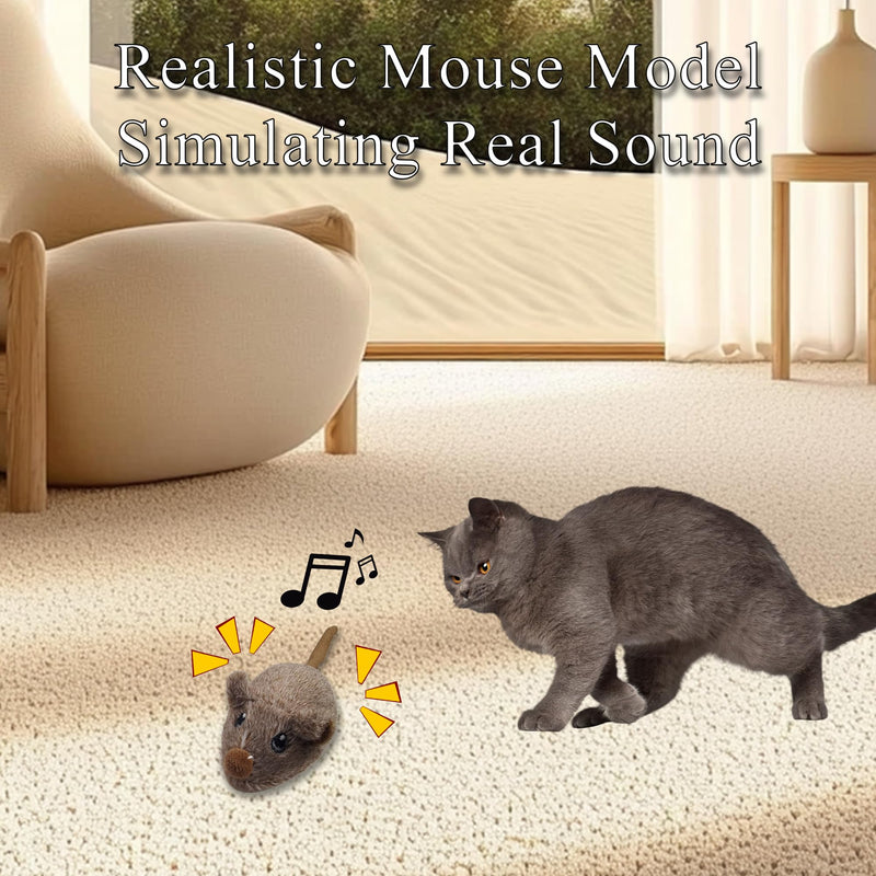 Cat Toys Squeaky Rechargeable Moving Mouse with Dynamic Magic Tail, Automatic Self Play Mouse Interactive Cat Toy for Indoor Cats, Kitten's Electric Multi-Mode Activated Mouse Toy (Brown) BROWN - PawsPlanet Australia