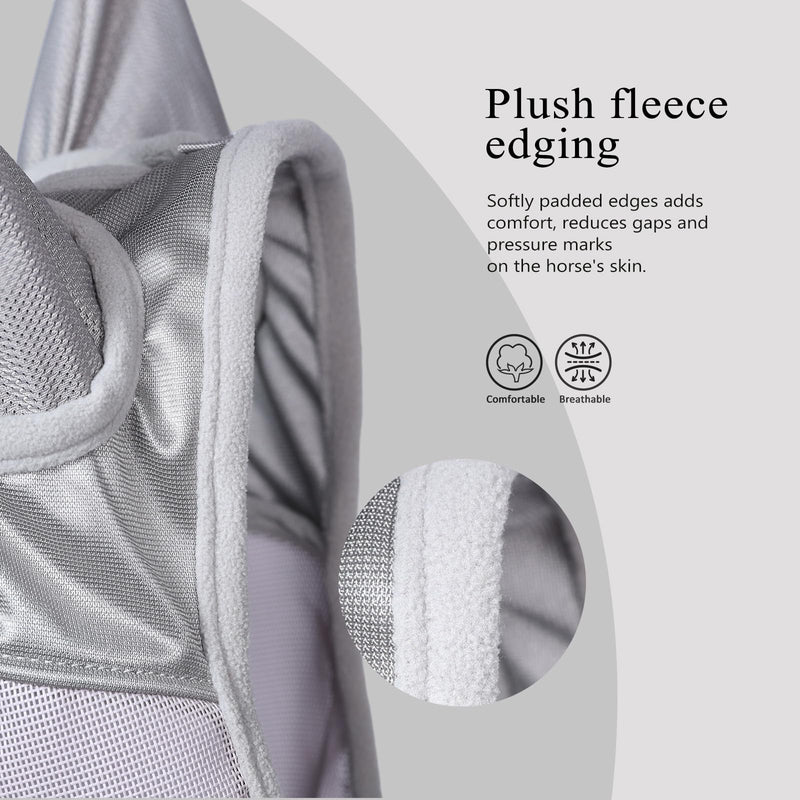Harrison Howard Full Face Horse Fly Mask UV Protection and Breathable for Equine Use Comfortable Grey L