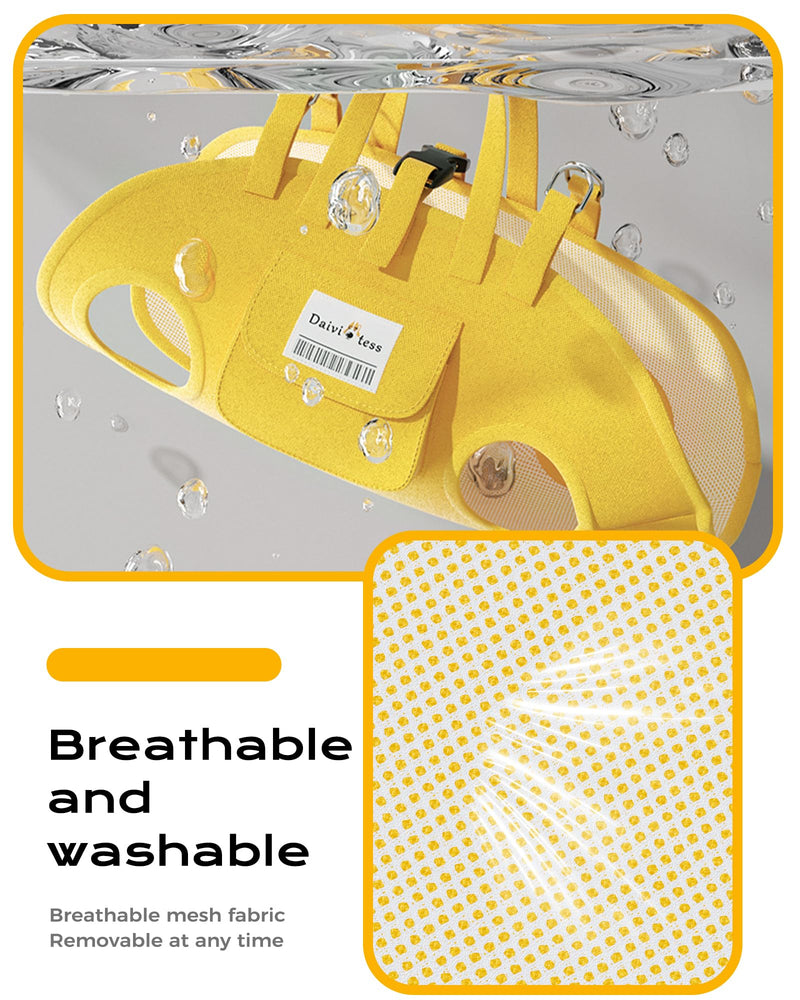 Dog Carry Sling for Small Dogs, Full Body Sling with Handle, Hands Free Shoulder Carrier for Senior Dogs Joint Injuries, Joint Injuries, Up and Down Stairs (Yellow,S, 5.5~8.8 lbs) Yellow-S - PawsPlanet Australia