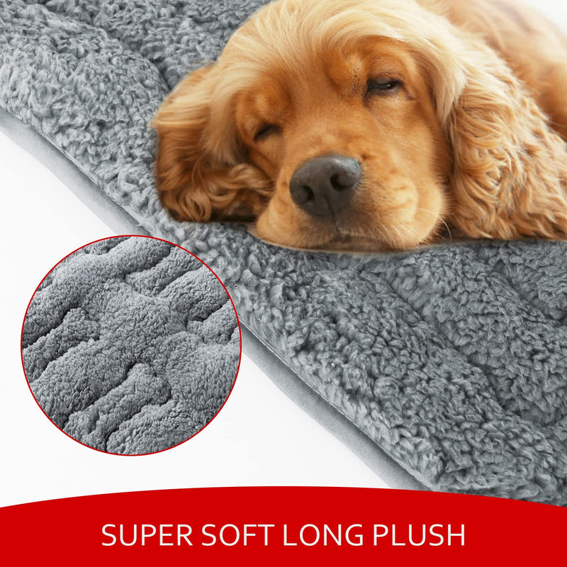 Dog Bed Crate Mat(24" X 18") 2 Pack, Soft Plush Dog Bed Pad Machine Washable Crate Pad, Grey Small 24"X18" - PawsPlanet Australia