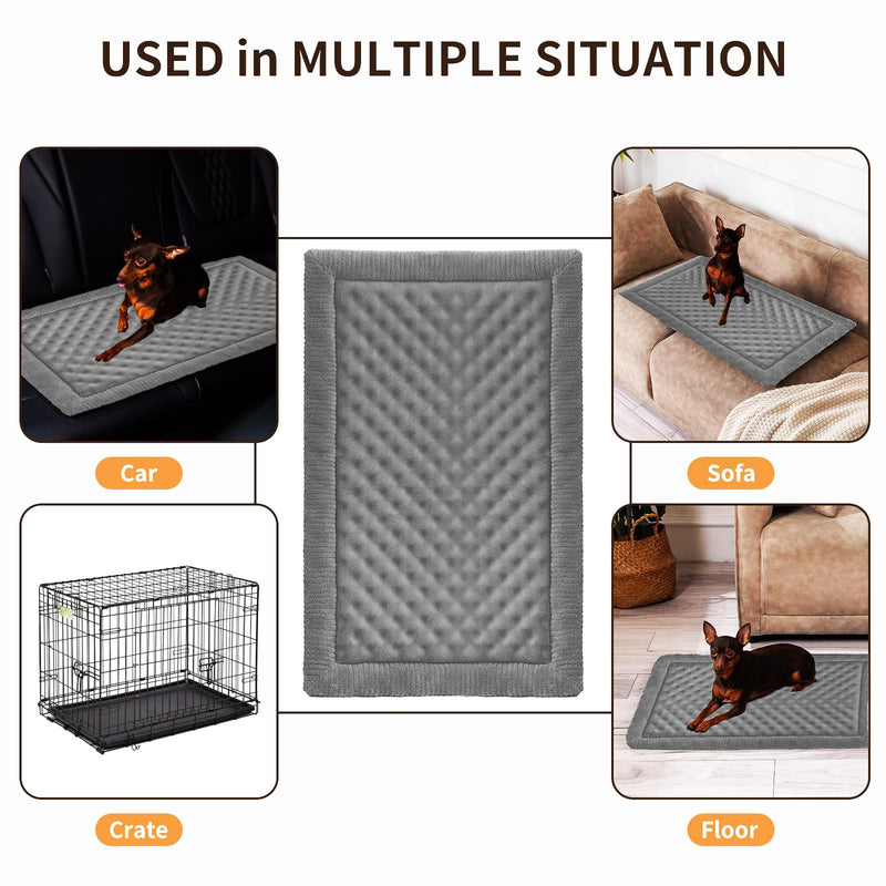 MINIDEAR Dog Crate Pad, Crate Bed Non-Skid Kennel Pad, Rubber Backing Memory Foam for Dog Bed Mat, Machine Washable Dog Bed for Crate, 19"x30" Rectangle Shape:19"x30"x1.1" Gray - PawsPlanet Australia