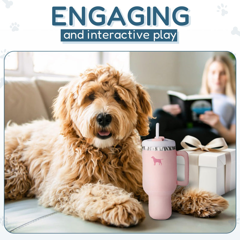 Pup Cup Tumbler – Plush and Squeaky Funny Dog Toys, Perfect Cup Toy for Small, Medium, and Large Dogs, and Coolest Presents for Puppy Birthdays (Pink Peach Dust) Pink Peach Dust - PawsPlanet Australia