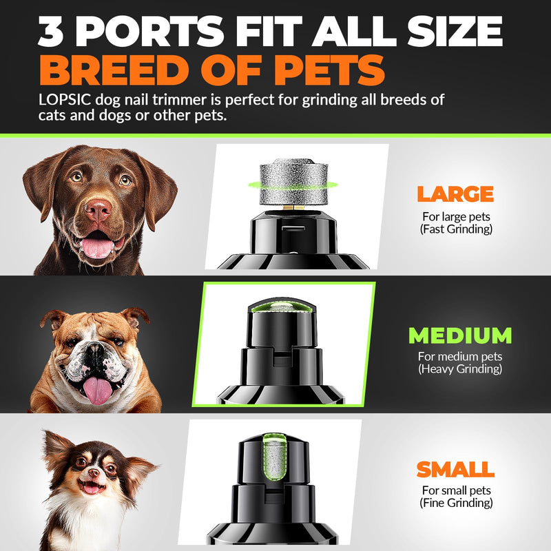 Dog Nail Grinder with 2 LED Lights Powerful 2-Speed Dog Nail Trimmers with 3 Grinding Wheels Super Quiet Rechargeable Pet Dog Nail Clippers Kit for Large Medium Dogs Cats Small Animal Nail Care 🟪🟪🟪Whisper Quiet-Black🟪🟪🟪 - PawsPlanet Australia