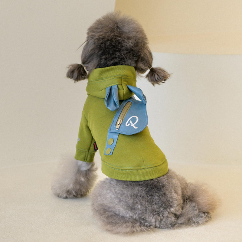 Puppia Warrin Cute Winter Hooded Shirts for Small and Medium Dogs, Olive, Medium - PawsPlanet Australia