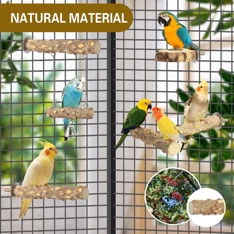 Bird Perches,4pcs Natural Wood Birds Stand Branch, Bird Perch Chewing Stick Cage Accessories Parrot Climbing Standing Branches Paw Grinding Fork Sets for Parakeet Lovebirds Cockatiels Conure Budgies - PawsPlanet Australia