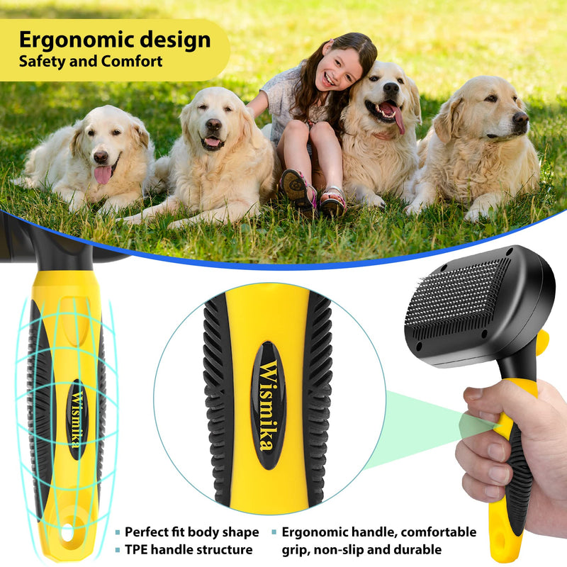 [2in1]Cat Brush/Dog Brush, Self Cleaning Dog Grooming Brush&Undercoat Rake Dog, Professional Dog Brushes for Grooming - Removes 90% of Loose Undercoat,Suitable for Medium and Long Haired Dogs Cats - PawsPlanet Australia