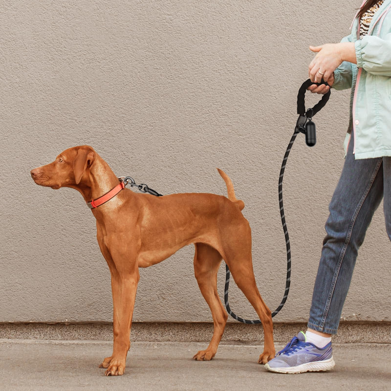 Heavy Duty Dog Leash for Large Medium Small Breed Dogs, Reflective Rope dog leashes with Comfortable Handle,4/5/6 FT Pet Puppy Leash for Night Walking with Poop Bag Holder,Black,1/2 inch Chic Black 6FTx1/2 Inch - PawsPlanet Australia