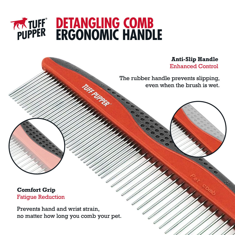 Tuff Pupper Dog Grooming Comb Set | Easily & Safely Remove Matted Knotted Hair | Ergonomic Pet Detangling Combs | No-Slip Safety Handle | Rounded Tips Prevent Scratching | For Poodles & Curly Hair Detangling Combs Set - PawsPlanet Australia