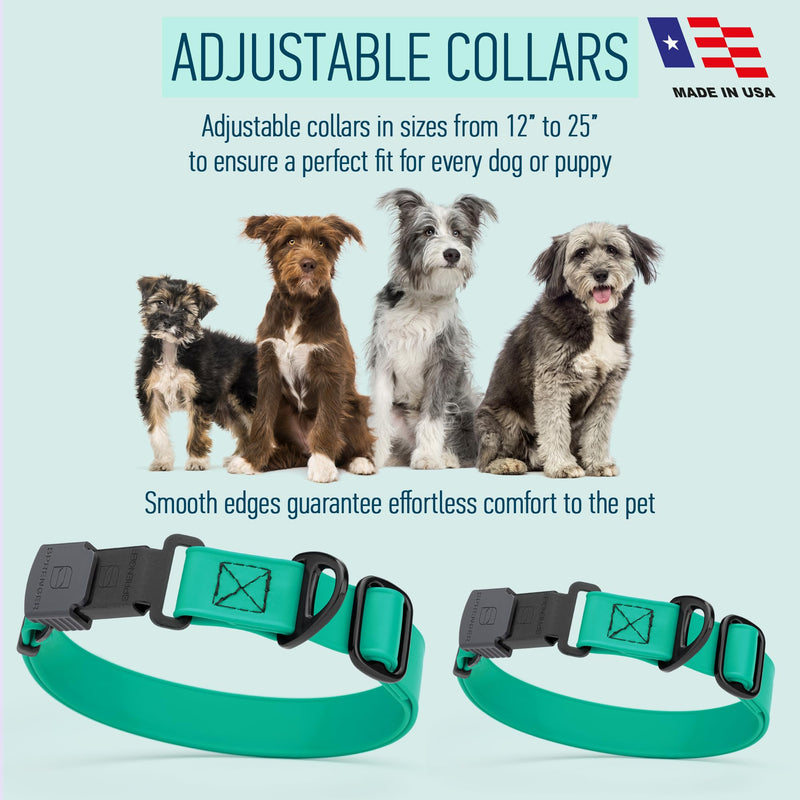 Dogline Biothane Waterproof Dog Collar with Herm Sprenger Black Stainless Steel Quick Release Buckle – Heavy Duty Tactical Durable Collar for Dogs – Comfortable and Safe Pet Collar W 1" L 15-25" Teal W 1" x L 15"-25" Teal (Black Buckle) - PawsPlanet Australia