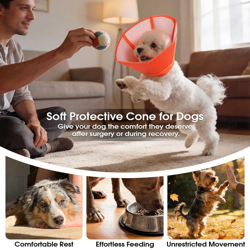 Soft Dog Collar for Large Dogs Comfortable Lightweight Elizabethan Collar Healing, Adjustable Anti-Licking Protection Guard for Wound Care, Spay, Neuter, Orange, Size XL X-Large(Depth: 11.81")