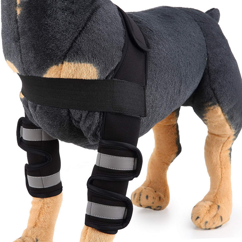smalllee_lucky_store Shoulder bandage for dogs, reflective, elbow protection for carpus joint, bandage compression wrap, sprains arthritis injuries, sports protection, neoprene, black, S