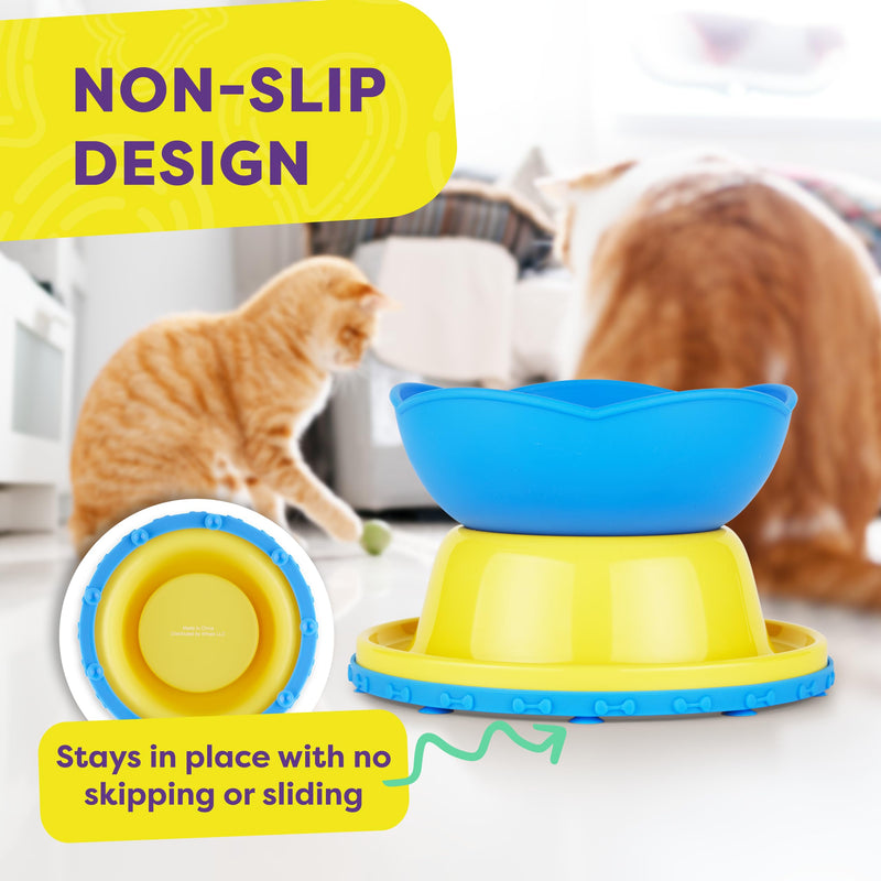 Hertzko Elevated Slow Feeder Bowl for Cats & Small Dogs - Slow Feeder Cat & Dog Bowl - Elevated Slow Feeder Dog Bowls - Cat Puzzle Feeder - Elevated Cat Feeder - Raised Cat Bowl - Slow Feeder Cat bowl