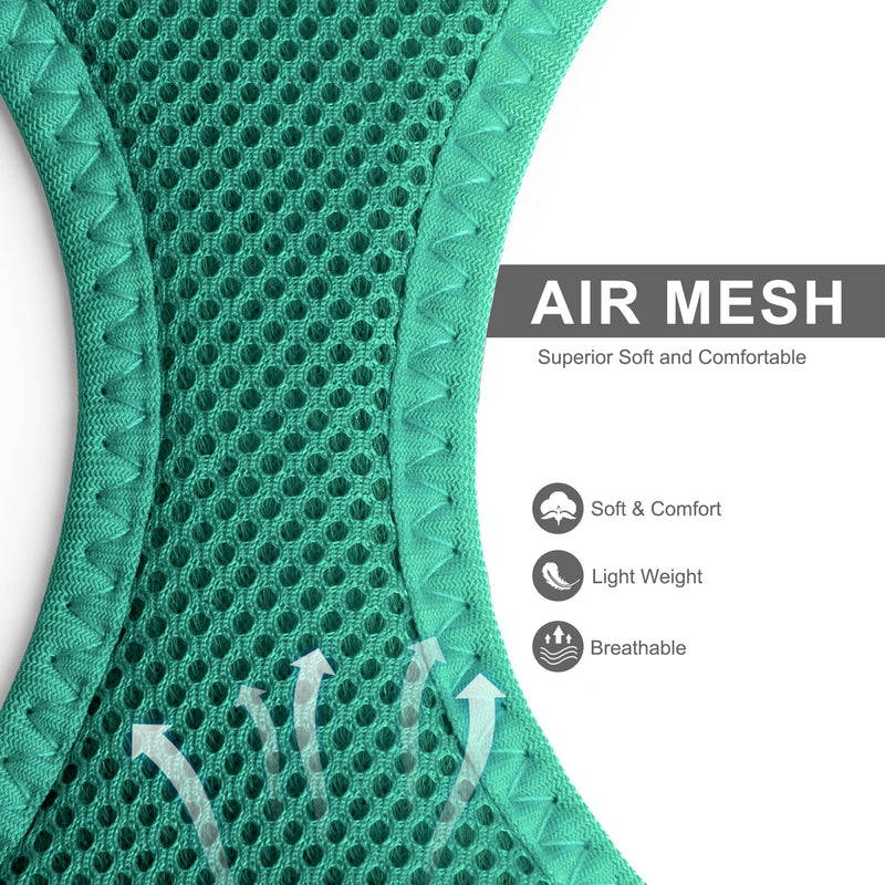 Fida Cat Harness and Leash Set for Walking Kitten and Puppy, Escape Proof Kitten Harness with Breathable Lightweight Soft Mesh, Adjustable Reflective Step-in Design. (XS, Green) XS (Neck:12.2"-13"; Girth:14.2"-16.1") Turquoise - PawsPlanet Australia