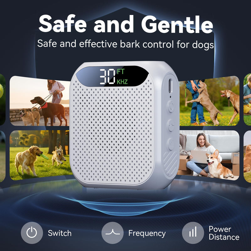 MALOK Dog Bark Deterrent Devices, 30ft Ultrasonic Anti Barking Device for Dogs, Rechargeable Bark Control Device with Adjustable Frequency & Range for Walking, Yard and Home Indoor & Outdoor Use White - PawsPlanet Australia