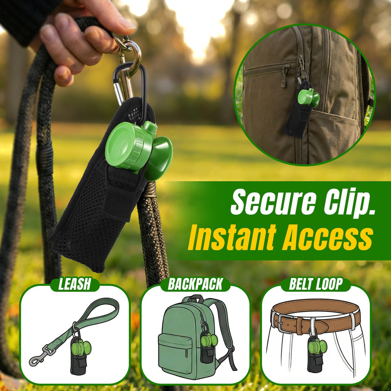 Air Horn with Holster, 1.4 oz 120 dB Loud Pet Trainer to Stop Dog Attacking Barking Fighting Jumping, Coyotes Air Horn for Safety, Protect Yourself & Pet While Walking, Green(2 Pack) 2